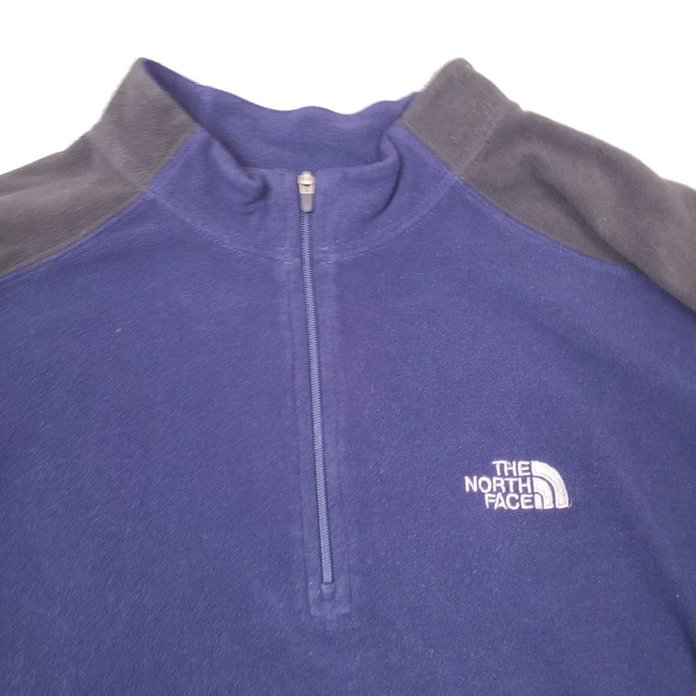 The North‎ Face Sweater Mens Large Blue 1/4 Zip Fleece Long Sleeve TKA 100